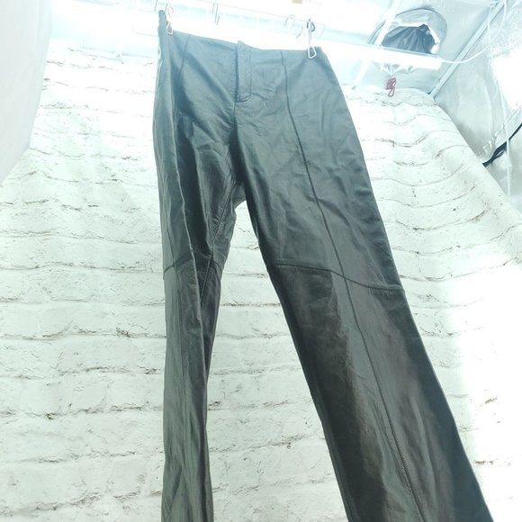 Nine West Womens Dark Brown Straight Leg Leather Moto Riding Pants Size 30 - Picture 2 of 12